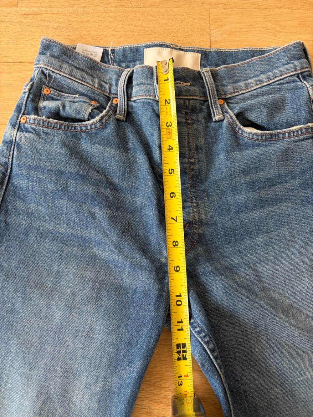 MOTHER Blue Straight Leg Jeans High-Rise Style - Picture 7 of 7